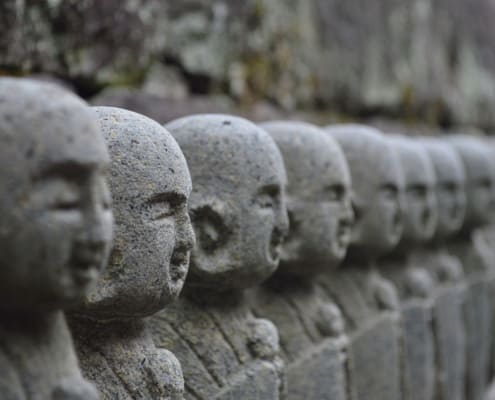 Hundreds of tiny jizo statues in Hase-dera
