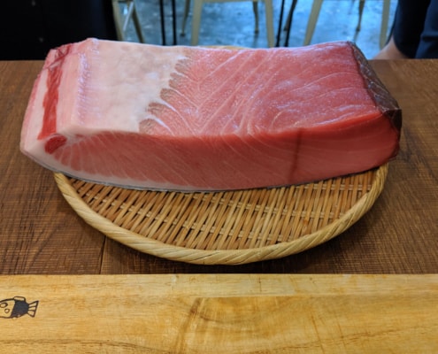 Block of chu-toro (medium-fatty tuna)