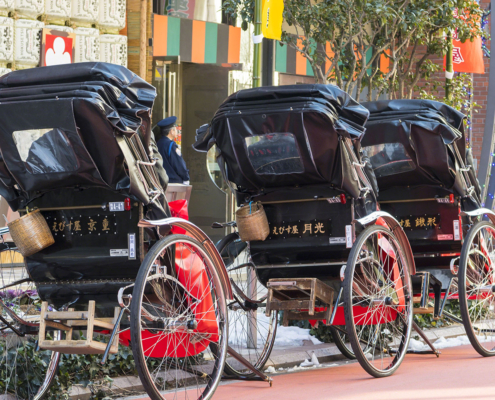 Rickshaws waiting for clients in Asakusa, Tokyo